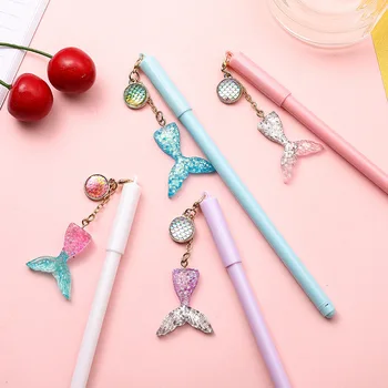 

40 pcs/lot Creative Scales Mermaid Pendant Gel Pen Cute 0.5mm black ink Neutral Pen School writing Supplies Promotional Gift