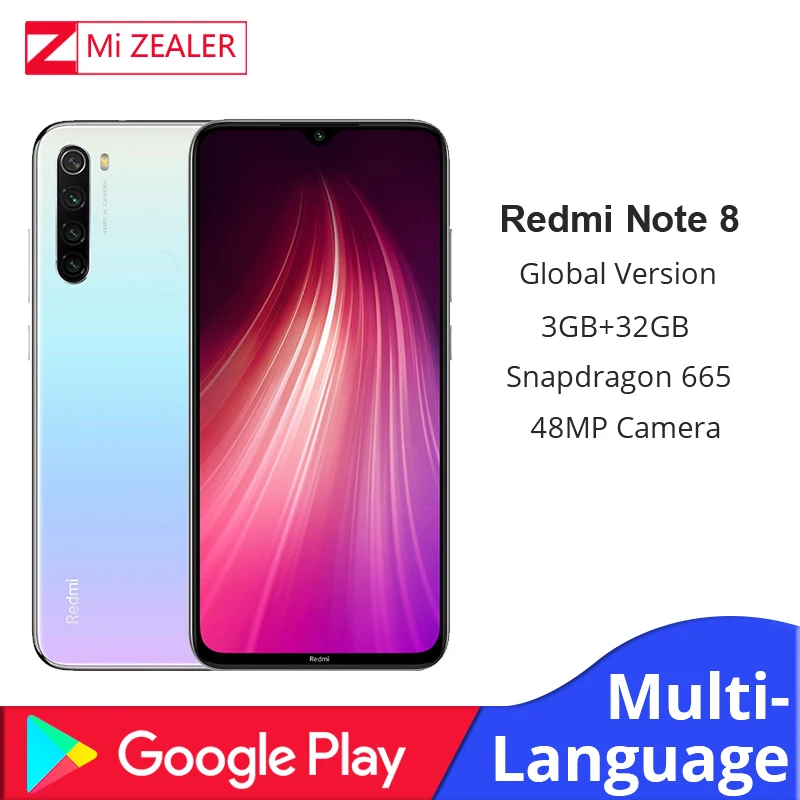 Xiaomi Redmi Note 8 с глобальной версией 3 Гб ОЗУ 32 ПЗУ восьмиядерный смартфон Snapdragon 665 48мп