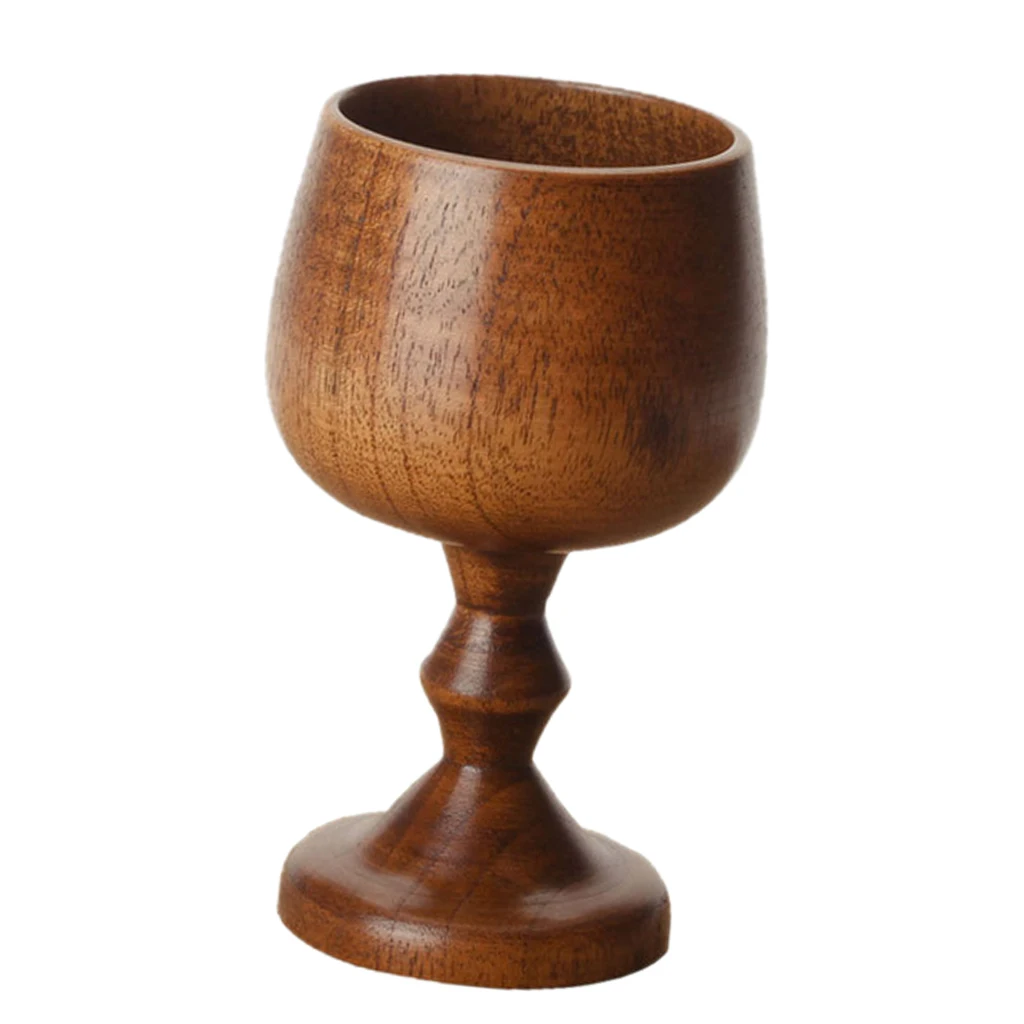 

13cm Wooden Goblet Red Wine Cup Primitive Handmade Tea Cup Drink Beer Mug