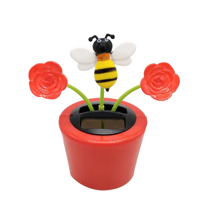 1PC Moving Dancing Swing Flip flap Solar Toy Power Sunflower Apple Car gadgets Gift Home Toys 5