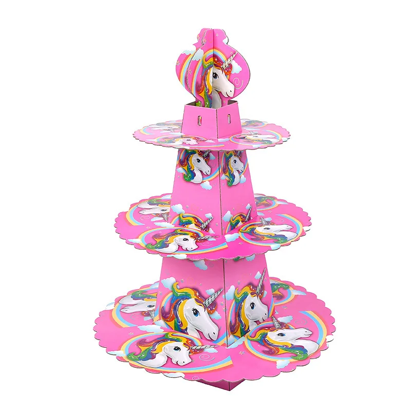 

Unicorn Theme Cake Stand 3 Layers Wedding Cake Plate Stand Dessert Placed Tool Wedding Birthday Party Supplies Cupcake Holder