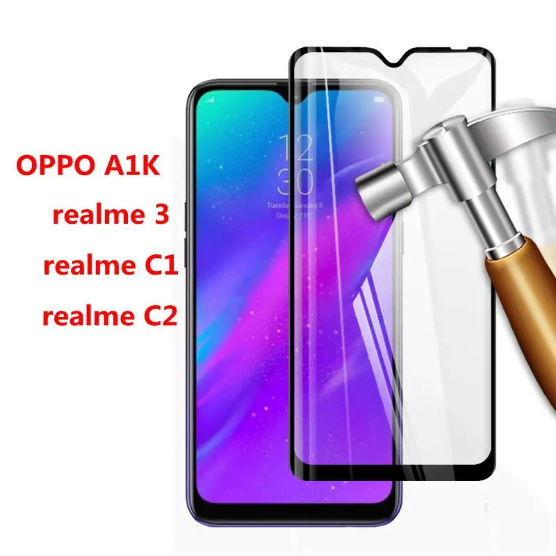 Закаленное 3D стекло с полным покрытием для Oppo A1K realme 3 защитная пленка 9H экрана C1