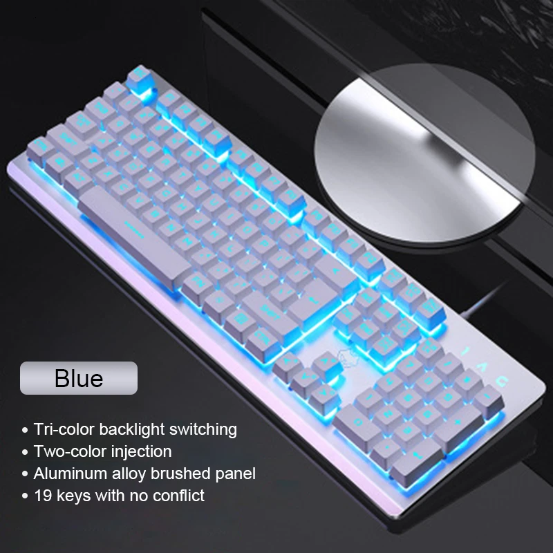 K002 RGB игровая клавиатура с подсветкой металлическая Проводная Механическая игра E-sports профессиональная клавиатура компьютерная периферийная - Цвет: white ice blue