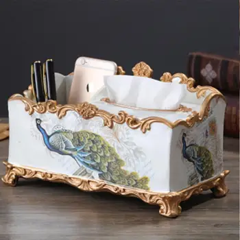 

Tissue Boxes Exquisite Hotel Carved Rectangular Car Resin Tissue Box Office Home Decoration Home Desktop Napkin Holder