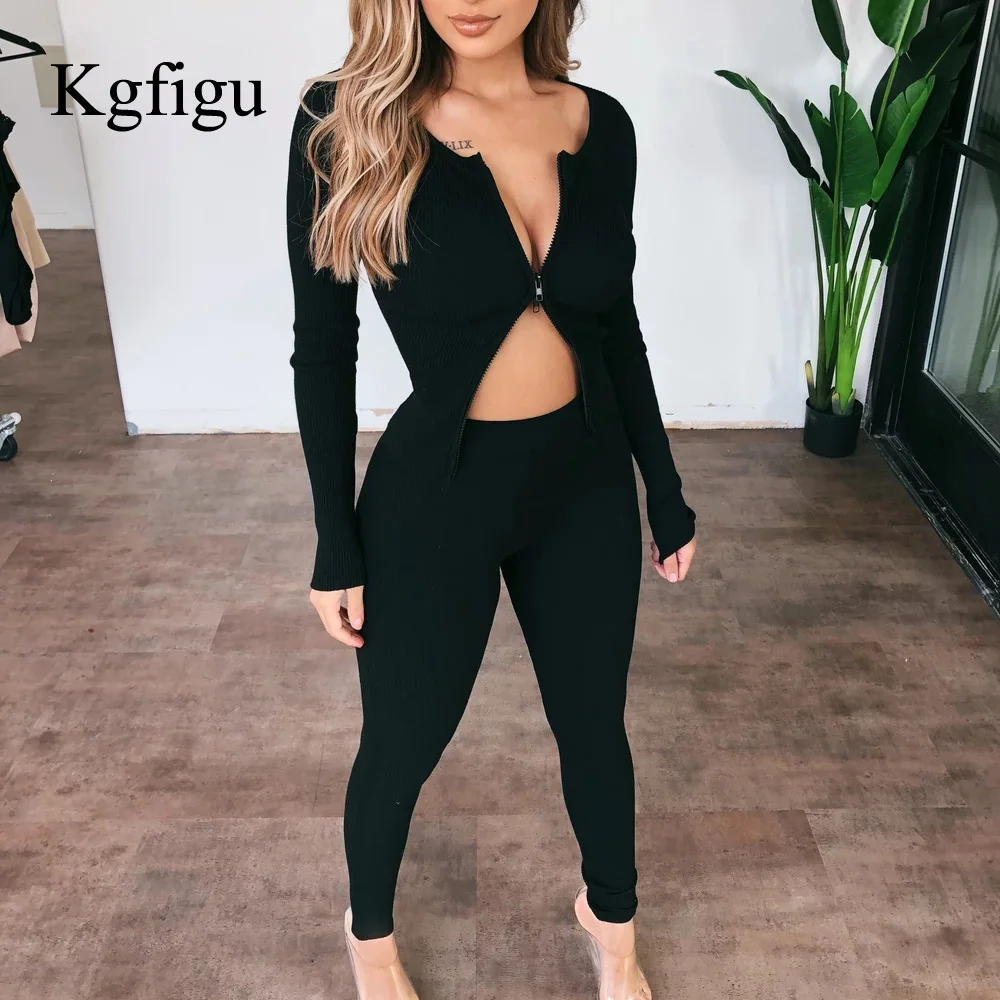 Костюм спортивный KGFIGU женский из двух предметов пикантная Клубная одежда пальто