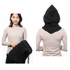 Women Winter Hooded Beanie Hat Thick Warm Cap Neck Collar Windproof Cotton Balaclava Solid Color 5