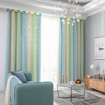

Original Hollow Out Craft Star Pink Blackout Curtains For Living Room Bedroom Window Curtain Blinds Stitched With White Voile