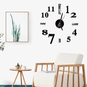 

3D Wall Clock Mirror Wall Stickers Removable Self-Adhesive Art Decal Wall Clocks Home Decor