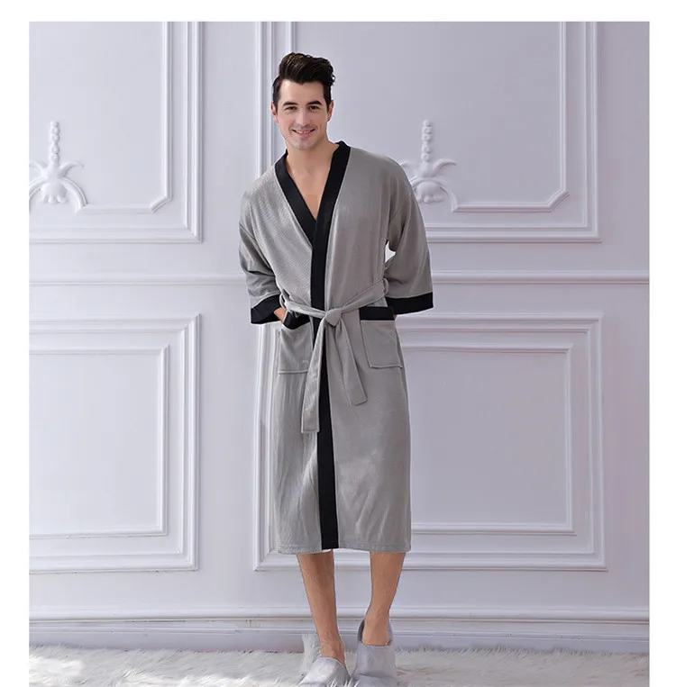 Новые мужские повседневные платья осень зима Вафельный Халат мужской s халат Мужской Свободный Плюс Размер банный халат-кимоно