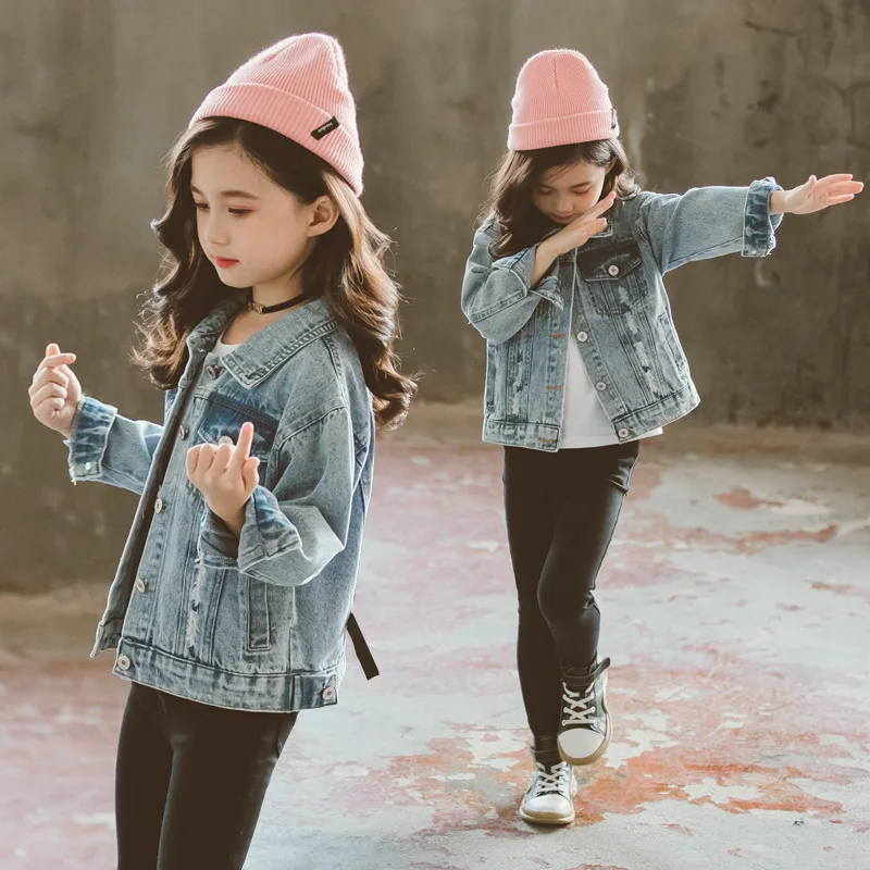 

Girls' Jean Jacket 2019 Autumn Clothing New Style Korean-style Children Spring And Autumn Western Style Tops GIRL'S Fashionable