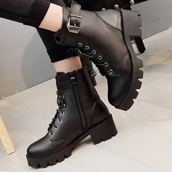 Korean Black Winter High-Heeled Goth Leather Boots 2