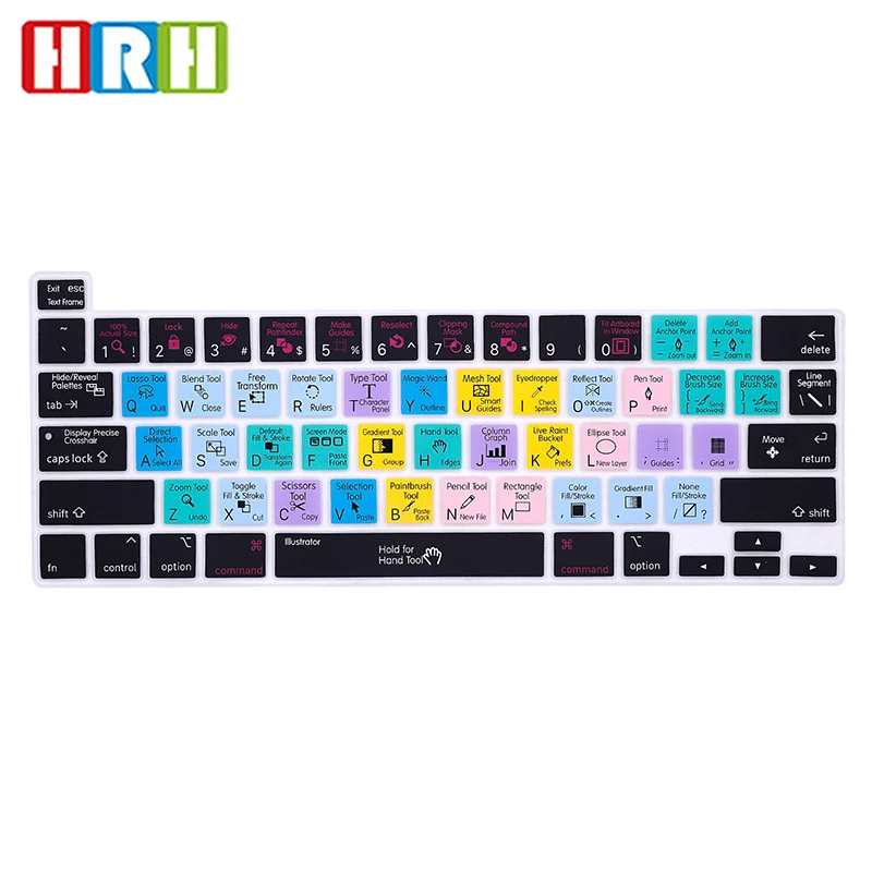 

HRH Shortcuts Hotkeys Silicone Keyboard Skin Cover Protector For MacBook 2019 New 16 inch A2141 US Keyboard Protective Film