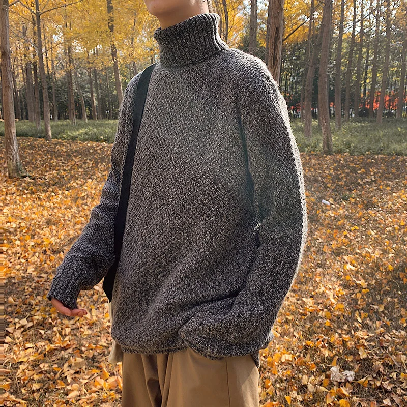 2020 осенне зимний свитер с высоким воротником мужской тренд тонкий отложным