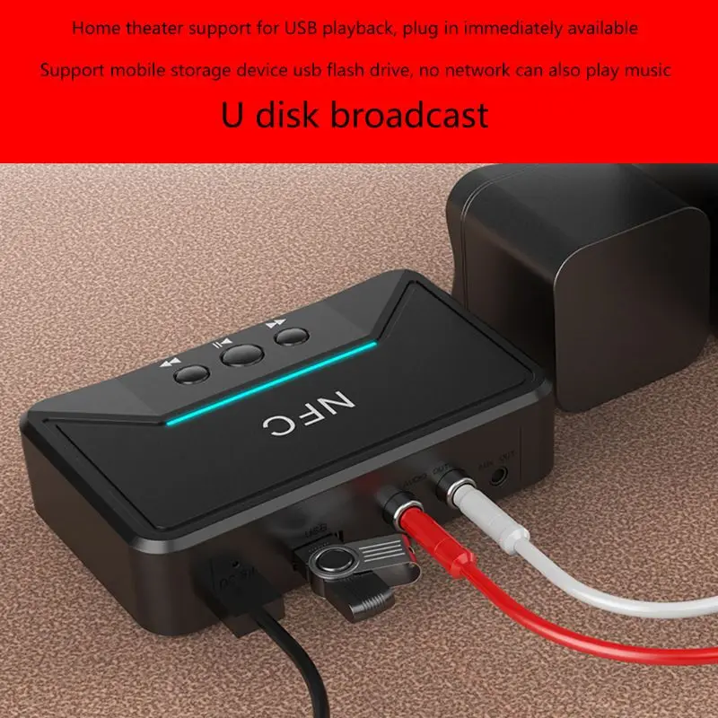 5 0 Bluetooth Receiver Smart NFC A2DP RCA AUX 3 5MM Jack Wireless Adapter Suppotr USB Play For CAR Home Speaker Headphon