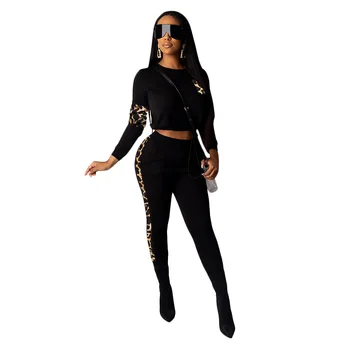 

Autumn Winter Women Two Piece Set Top and Pants Plus Size Tracksuit Sweatsuit Outfit Leopard Casual Outfits