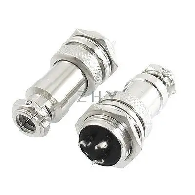 

2 Pcs 16mm Thread Diameter Aviation Connector Plug 3P 3 Pin 5A 200V AC