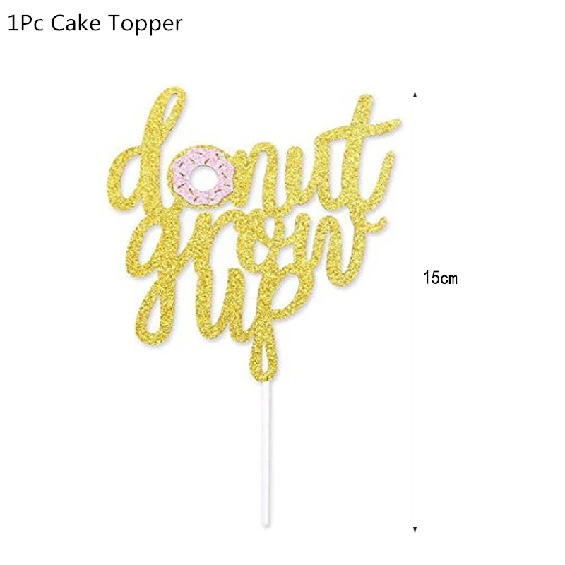 1Pcs Cake Topper Пончик вечерние декоративные шары счастливый плакат "с днем рождения" детский душ ребенок 1-й декор для вечеринки в честь Дня Рождения пончик настенный стенд держатель - Цвет: 1Pcs Cake Topper