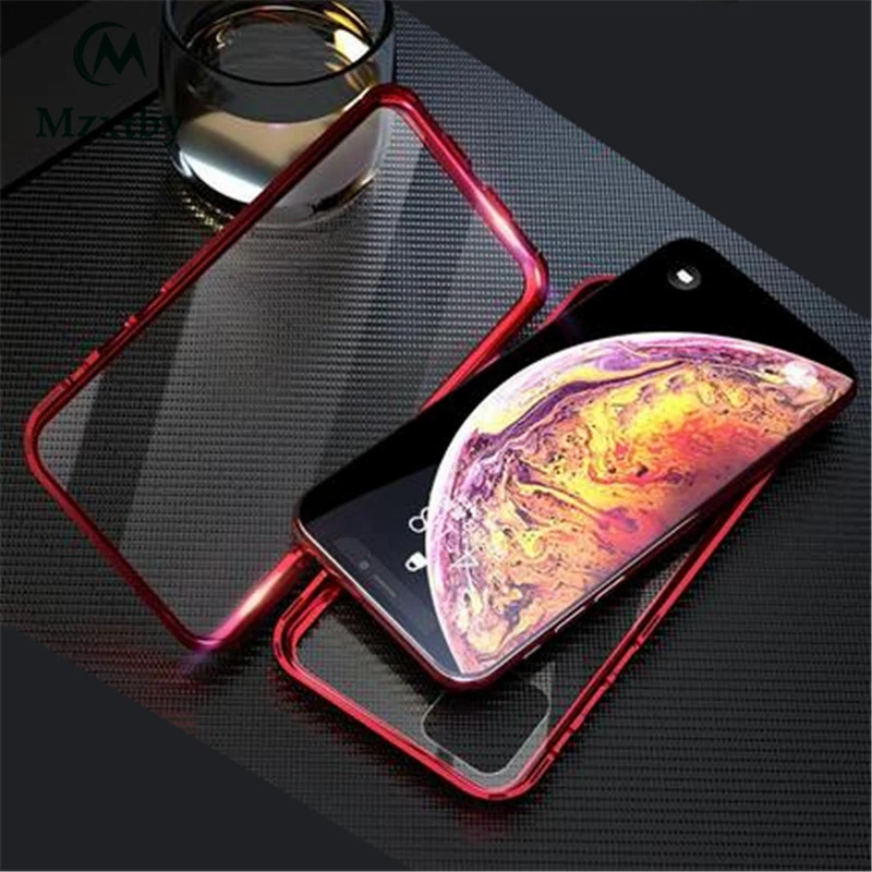 Mzxtby двойное стекло в рамке магнитное притяжение чехол для IPhone 11 X Xr Xs Max 6 6s 7 8 Plus Pro Max ударопрочный чехол