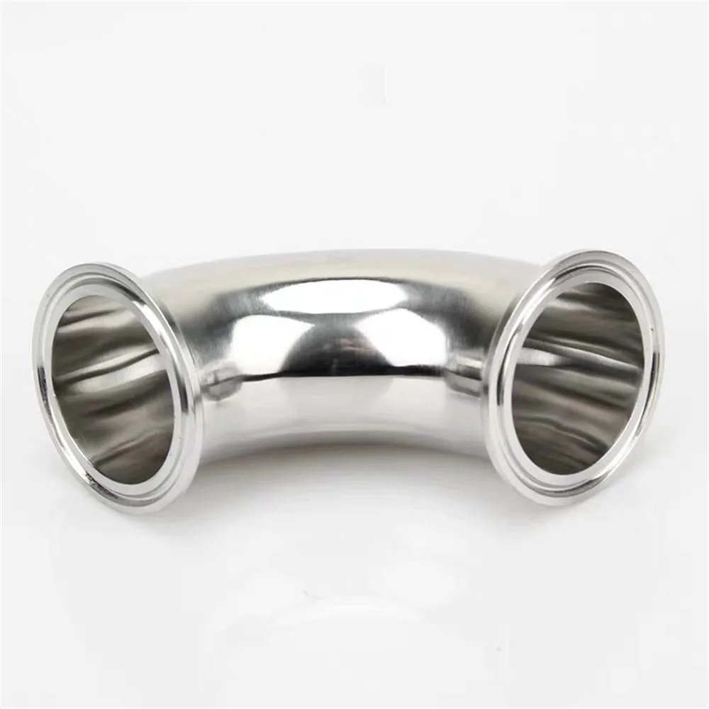 SS304 Stainless Steel Sanitary 1.5" Tri Clamp 90 Degree Elbow Pipe Fitting OD 50.5mm Homebrew Diary Product
