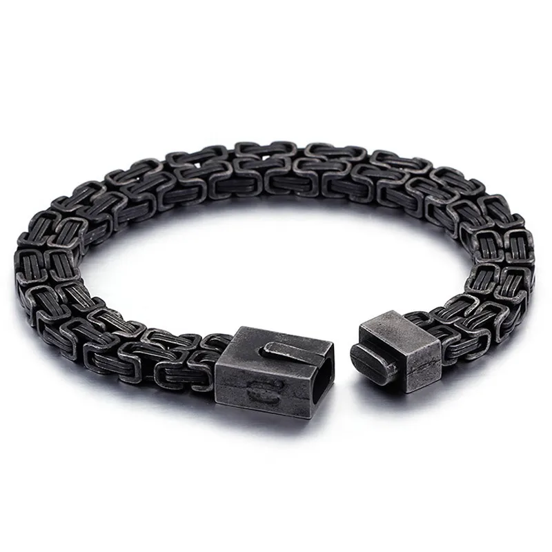 Черная двухслойная цепь с квадратным сечением браслет мужские браслеты для байкеров& браслеты панк рок ювелирные изделия из нержавеющей стали