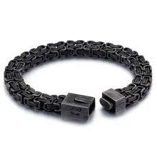 Черная двухслойная цепь с квадратным сечением браслет мужские браслеты для байкеров& браслеты панк рок ювелирные изделия из нержавеющей стали