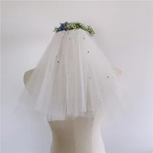 Белые стразы цвета слоновой кости, длина до плеч, короткая свадебная вуаль с гребнем, свадебные аксессуары, фата невесты