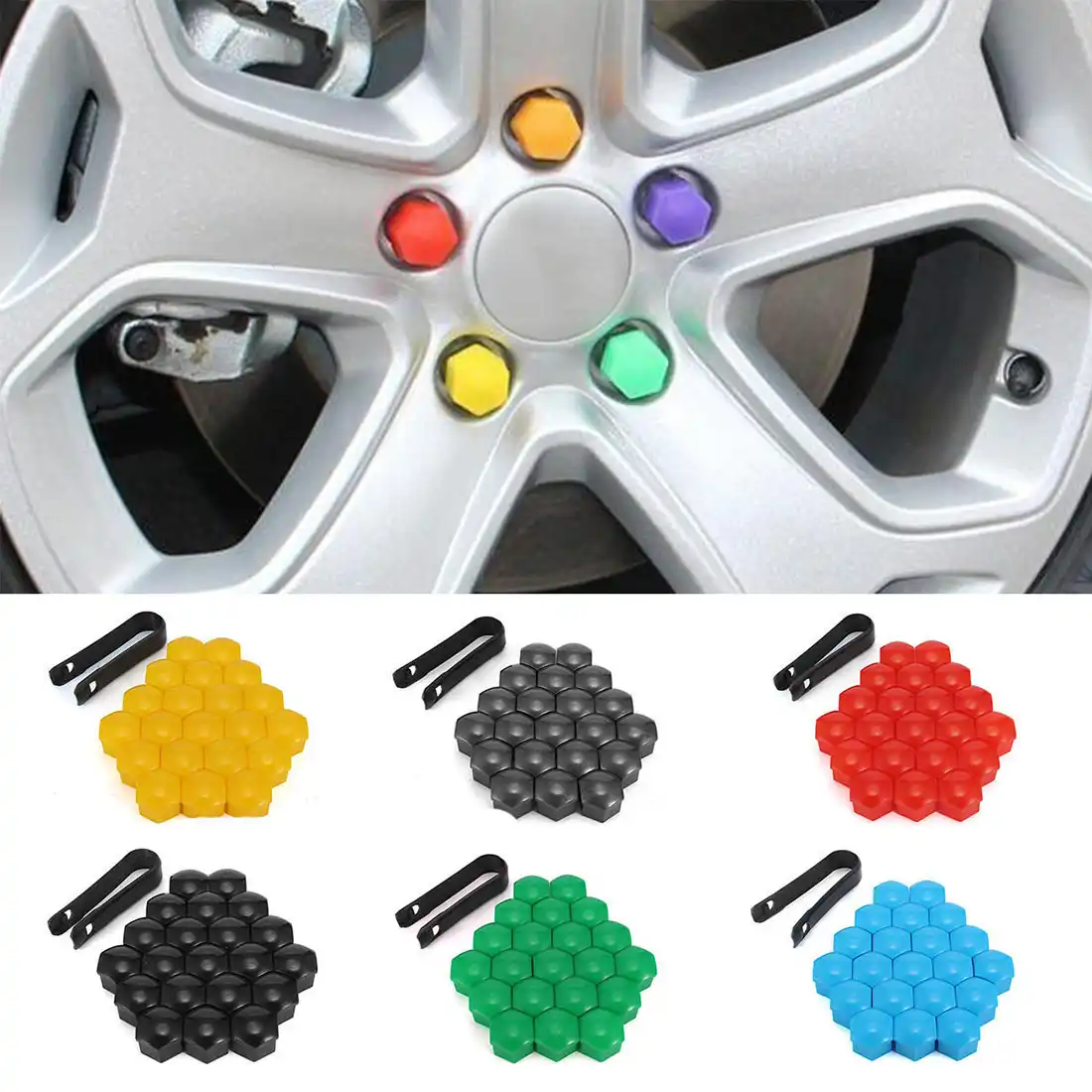 20pcs 17mm Decorative Silicone Car Bolt Caps Wheel Nuts Covers