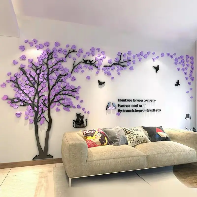 

New Romantic Tree Wall Sticker Large Size Home Decoration TV Sofa Background Wallpaper Decals 3D Art Acrylic Wallstickers Poster