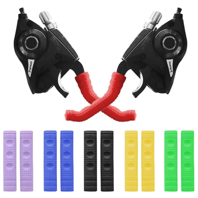 1 Pair Bicycle Brake Handle Cover Bike Brakes Silicone Sleeve Universal Type Brake Lever Protection Covers Cycling AccessorIes