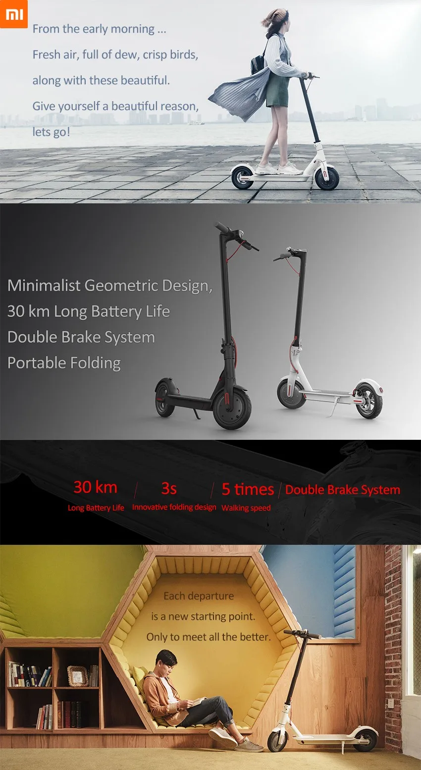 Excellent Xiaomi Mijia M365 Smart Electric Foldable Scooter Ultralight BMS Double Brake System Load 2 Wheels 30km mileage Scooters 0