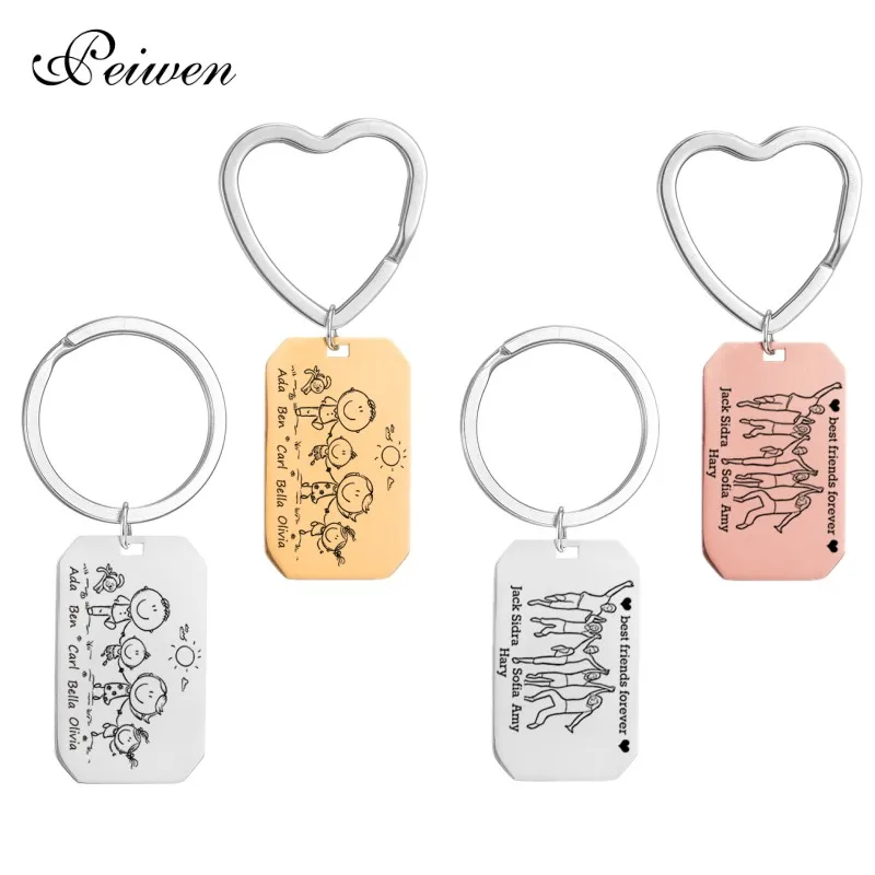 Personalized Custom Keychain Stainless Steel Family Key Chain For Best Friend Keyring Lettering Keychains Anniversary Jewelry e0bf 1 2pcs couple necklace bracelet relationship matching taichi fish bracelet for women teen best friend family jewelry