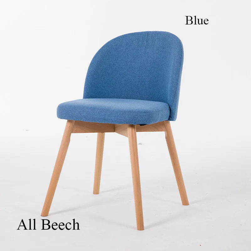 Мебель из цельного дерева для ресторанов, применимая к стульям, скандинавские повседневные тканевые стулья на спинку минималистичного кресла для совещаний - Цвет: All Beech Blue