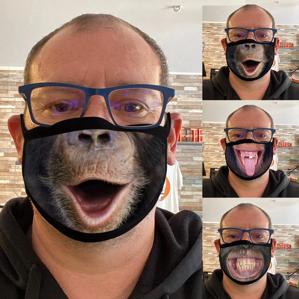 3d забавная маска для рота обезьяны маски лица моющиеся тканевые на хлопковой