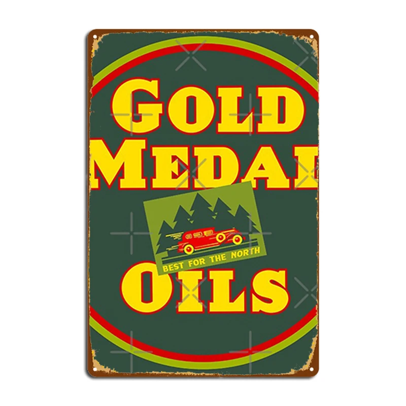 

Gold Medal Oils Metal Signs Wall Mural pub Garage Design Wall Decor Tin sign Posters