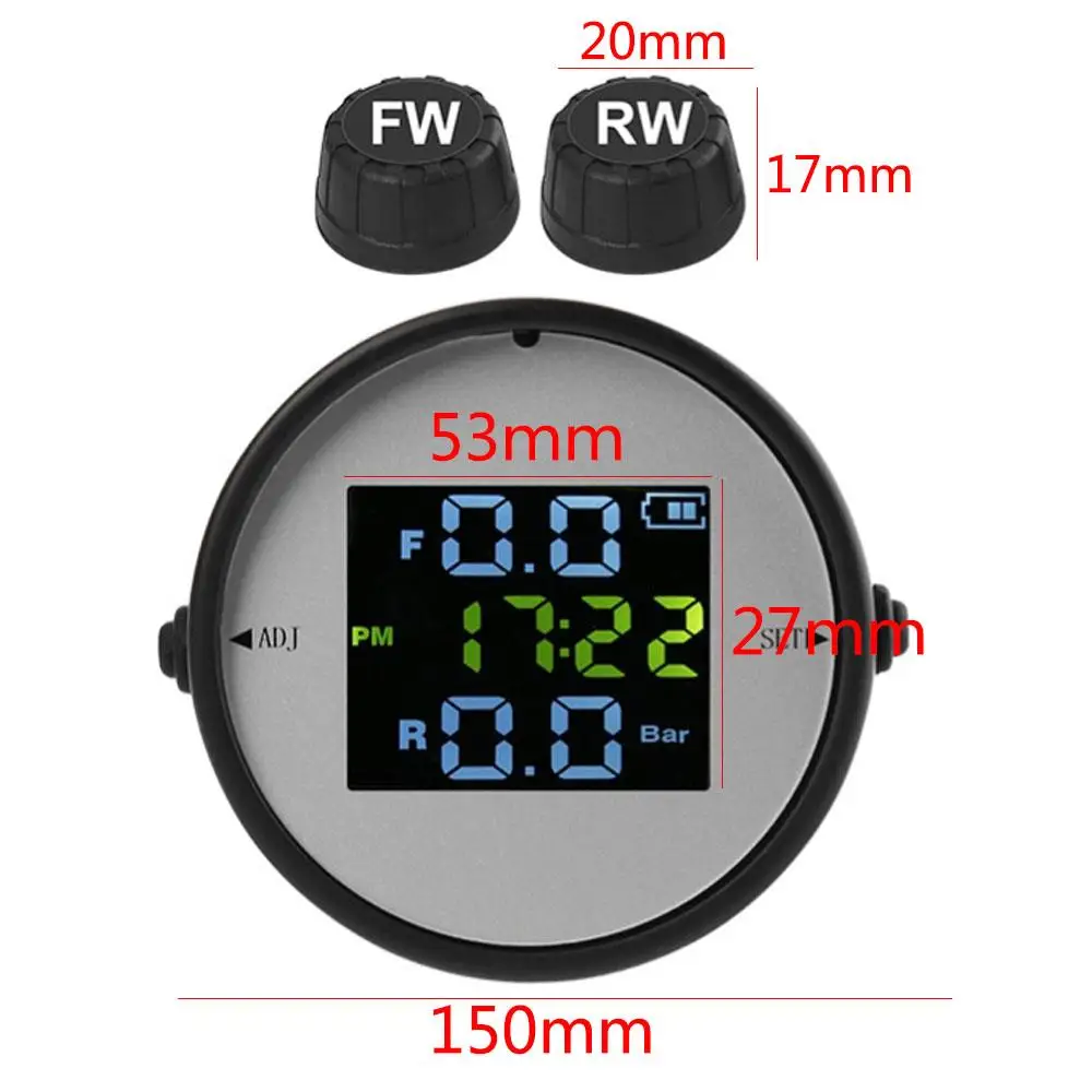 Новая система контроля давления в шинах TPMS 2 шт. Датчик USB интерфейс шины для мотоцикла контроль давления Безопасность ЖК-дисплей цветной экран