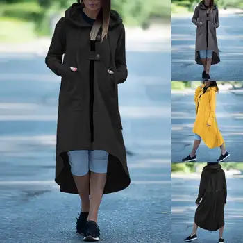 

ZANZEA Women Long Outwear 2020 Fashion Asymmetrical Coats Long Sleeve Side Pockets Jackets Female Zip Up Overcoats Chaqueta 7