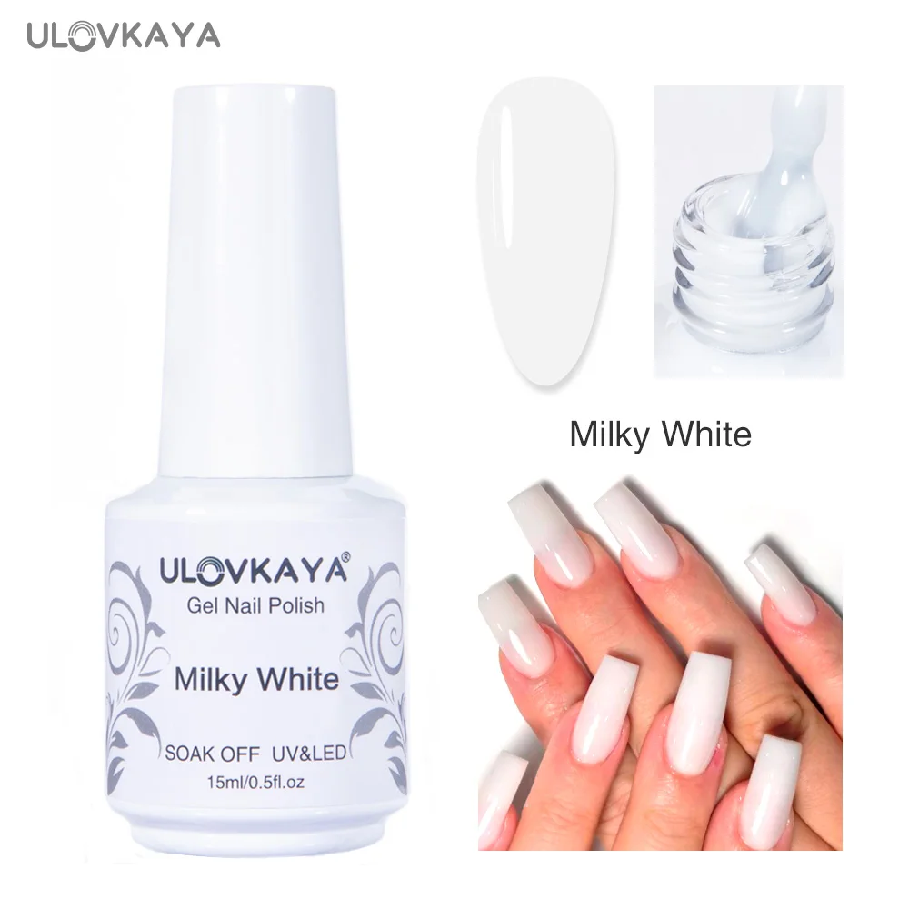 ULOVKAYA Milky White Gel Polish For Nails DIY 15ml UV/LED Varnishes Soak Off Nail Lacquer Semi Permanent | Красота и здоровье