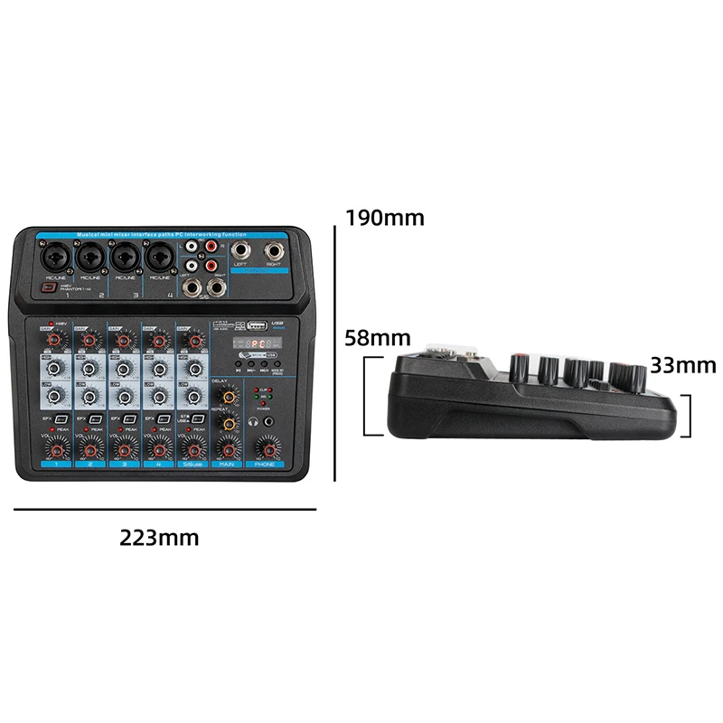 Quality M-6 Portable Mini Mixer o DJ Console with