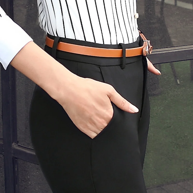 2020 весна осень западные брюки с поясом элегантные женские формальные деловые для