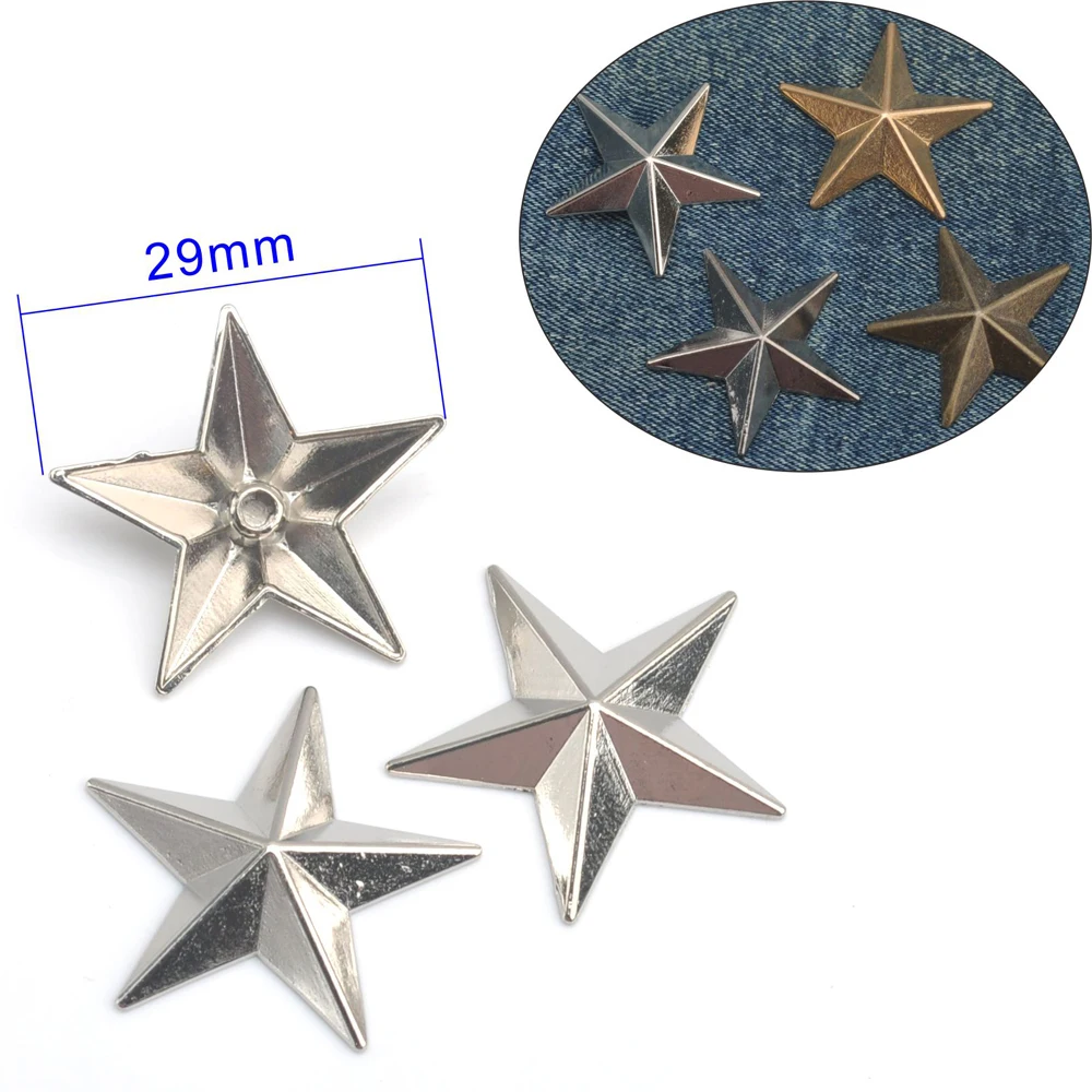 60sets/lot 29mm big zinc alloy metal rivets star jeans garments rivets alum nail nickle, black, gold bronze free shipping ZD-026