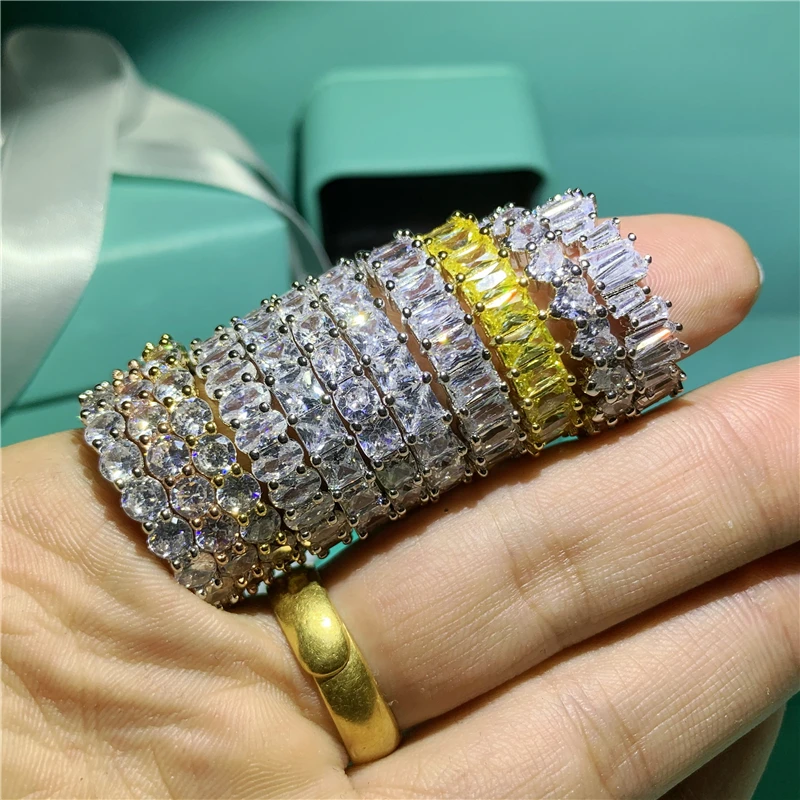 Мода Вечность Обручальное кольцо AAAAA Циркон Cz 925 пробы серебро обручальные кольца для мужчин и женщин вечерние ювелирные изделия подарок