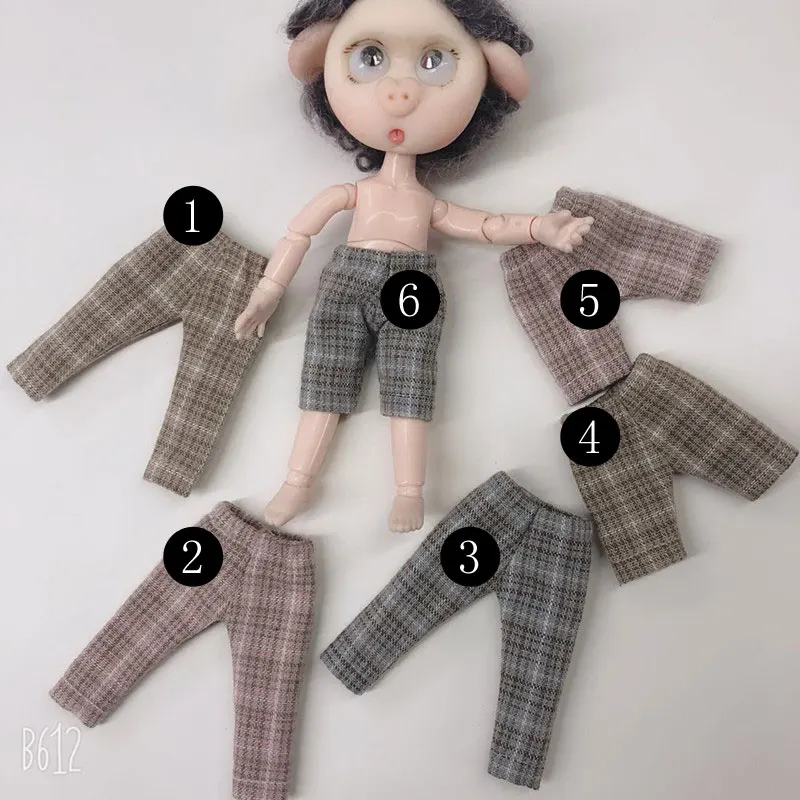 Ob11 брюки клетчатые брюки красивый узел свинья GSC глиняная кукла одежда брюки кукольные аксессуары - Цвет: 6 only pant