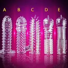 Buse sur pénis Extensions de bite préservatif manchon de pénis agrandissement masculin pour hommes retarder pulvérisation masseur anneau de coq couverture adulte jouets sexuels(China)