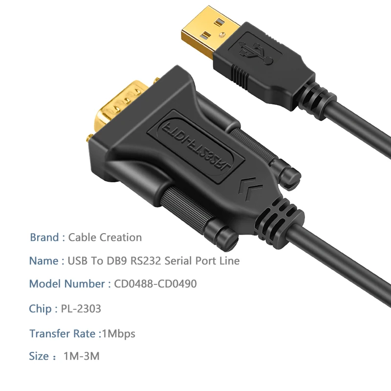 USB в RS232 адаптер с чипсетом PL2303, USB 2,0 в RS232 женский DB9 кабель последовательного преобразователя для кассового регистратора, модема, сканера