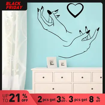 Günstige Nette Nagel Salon Herz Wand Aufkleber Selbst Klebe Kunst Tapete Decor Wohnzimmer Schlafzimmer Abnehmbare Vinyl Wandbild Aufkleber