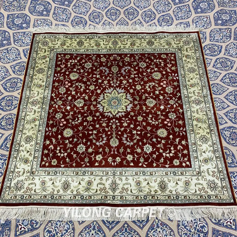 YILONG 4'x4' ручной работы цветочные шелковые ковры ручной вязки большой квадратный ковер(YXR351B