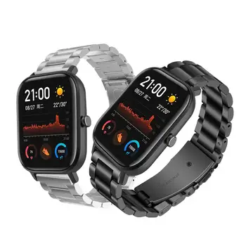 

Stainless Steel Strap For Smart Watches 20mm Double Snap Three Beads Solid Steel Strap