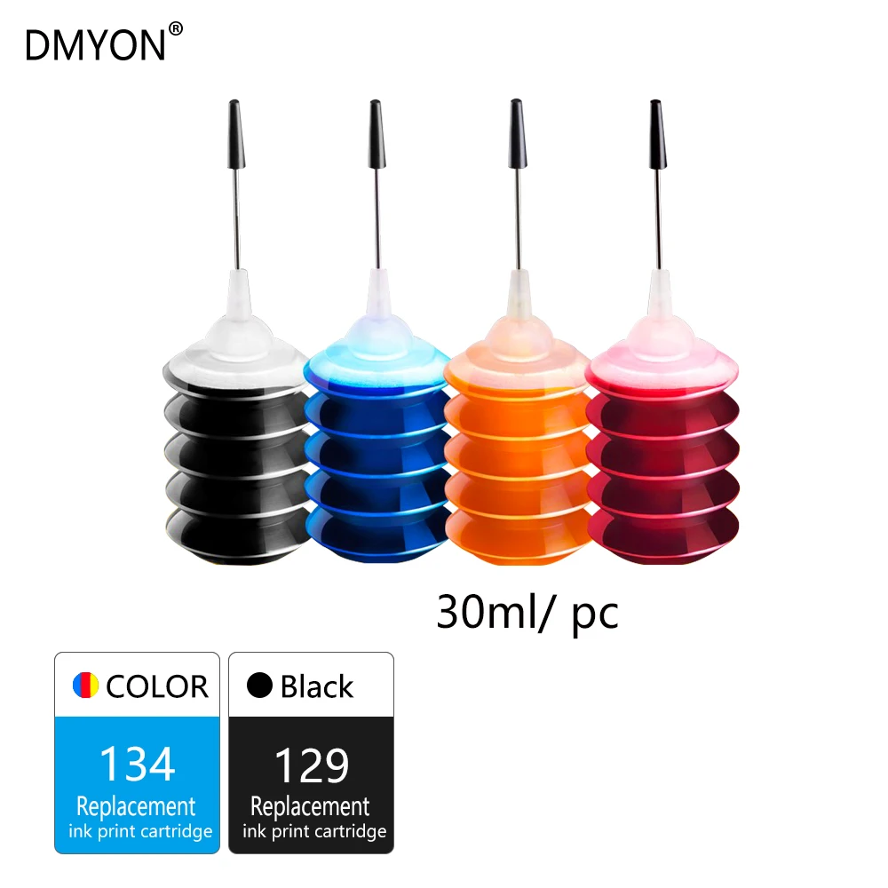 1 Set DMYON 129 134 XL принтера пополнения чернил бутылка замена для струйного принтера Hp 129 134 с чернилами Hp DeskJet 5940 5943 6940 6943 6983 2570 2573 8000 - Цвет: 1 Set