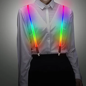

1PCS Printed LED Suspenders Men 3 Clips-on Braces Vintage Mens Suspender For Trousers Male Suspensorio For Skirt Night Cycling