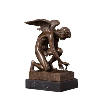 

ArtsHom DS-393 Antique Bronze Myth Cherub Sculpture Western Art Bronze Mythology Angel Figurines For Home Decoration